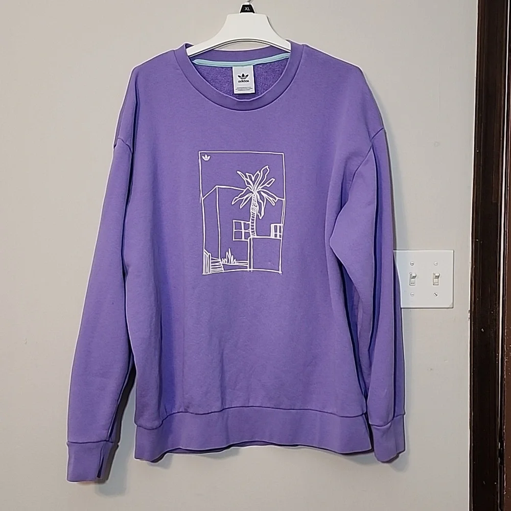 Adidas Originals Graphic Crewneck Unisex Lilac Sweatshirt L - Picture 1 of 8